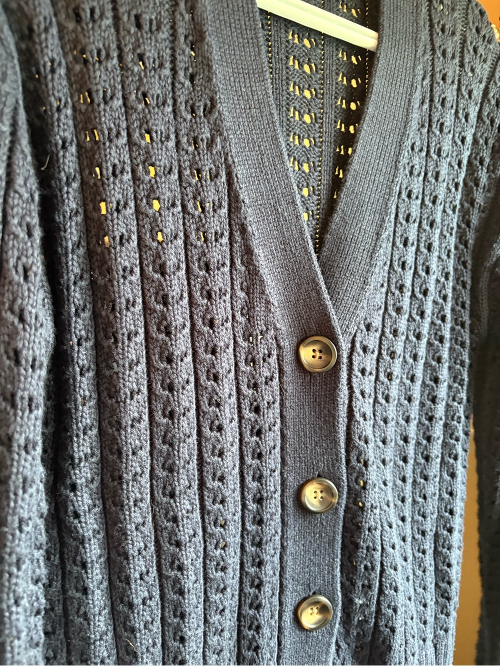 Denver Hayes Navy Blue Open Knit Button-Down Cardigan – Size S/P - Picture 9 of 9